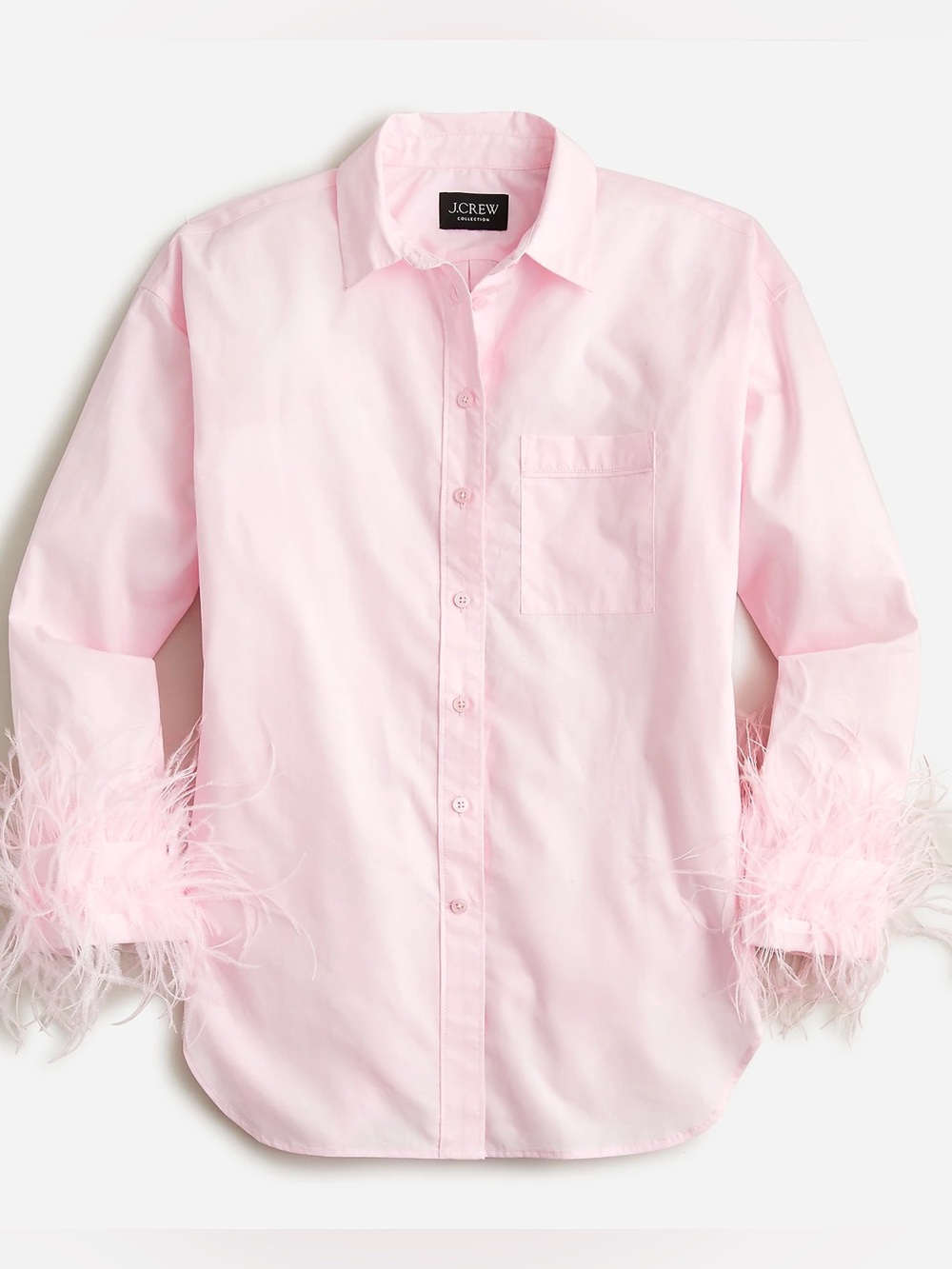 J. Crew Collection Feather-trim cotton poplin button-up shirt with collar Size 4 - Picture 2 of 10